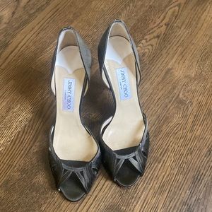 Jimmy Choo Chocolate Peep Toe Heel